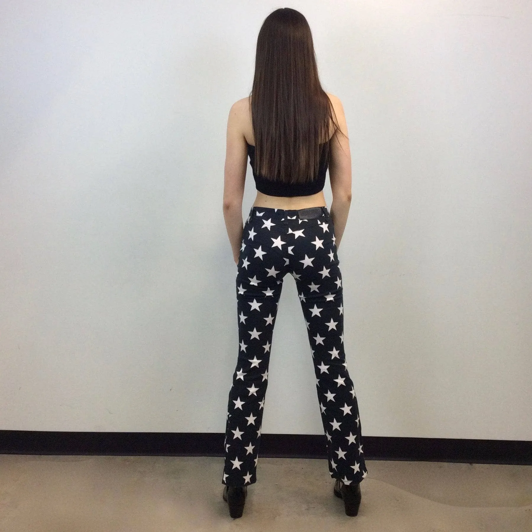 1990s-2000s MOSCHINO JEANS Designer Star Print Low Waist Pants Small