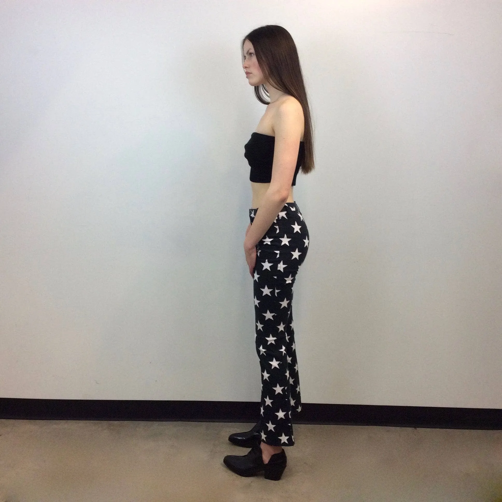 1990s-2000s MOSCHINO JEANS Designer Star Print Low Waist Pants Small