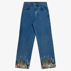 5TH YEAR EXCLUSIVE RELAXED FIT FLORAL EMBROIDERED DENIM