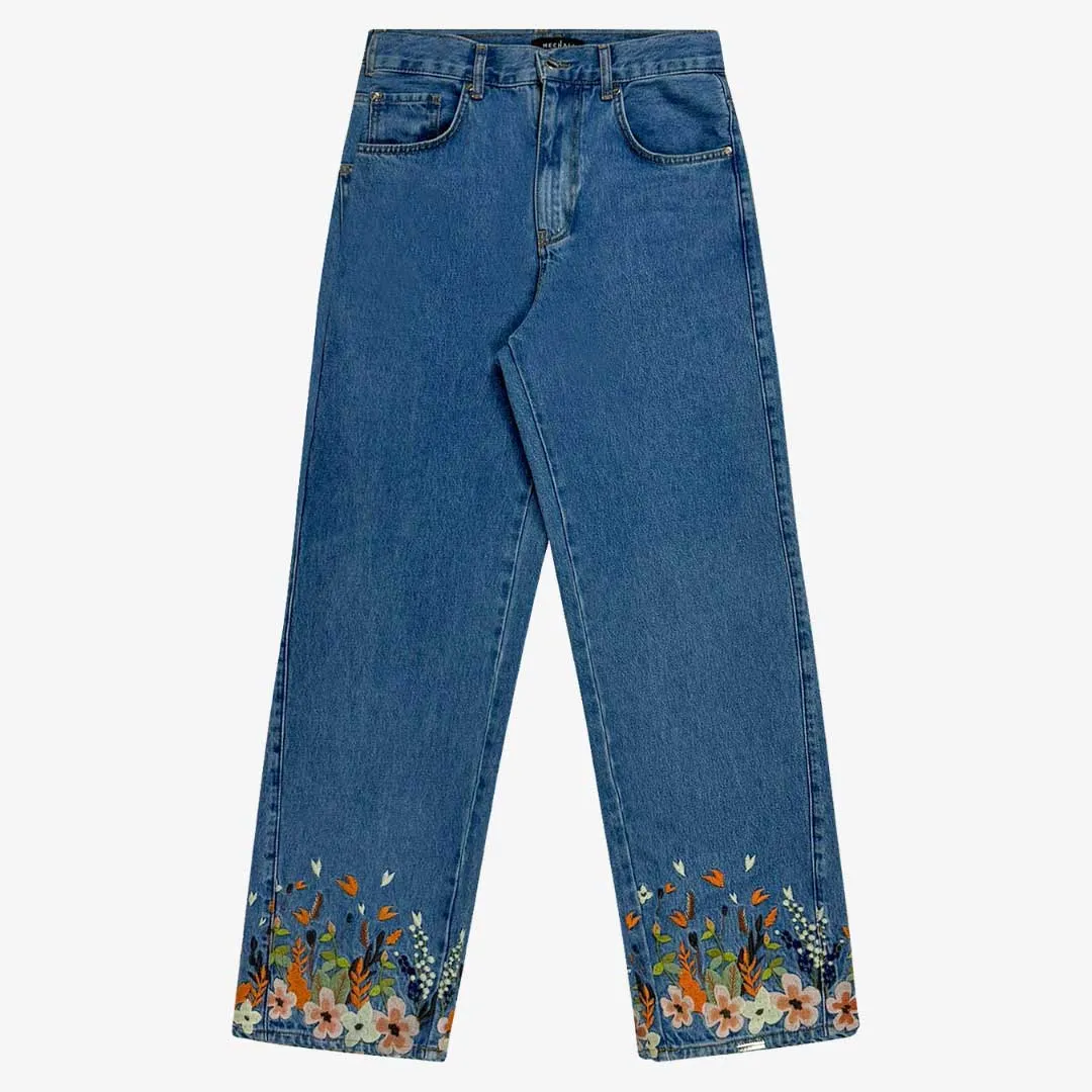 5TH YEAR EXCLUSIVE RELAXED FIT FLORAL EMBROIDERED DENIM