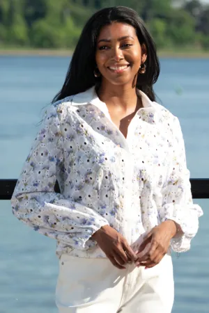 Alison Sheri A45300 White Floral Blouse