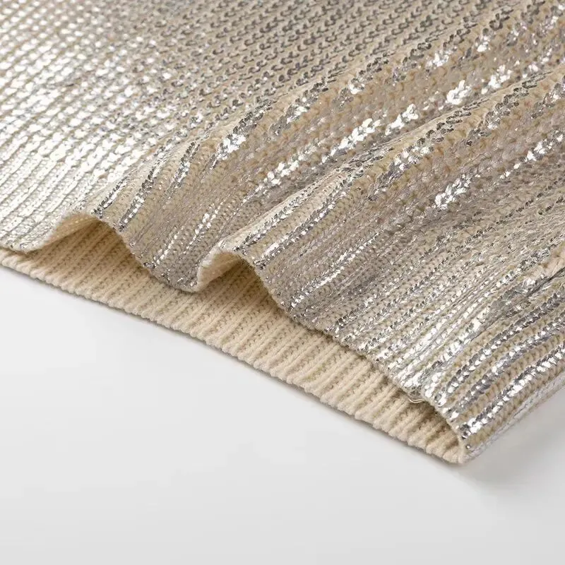 Beautiful Silver Rib Knit Sweaters For Women - Ailime Designs