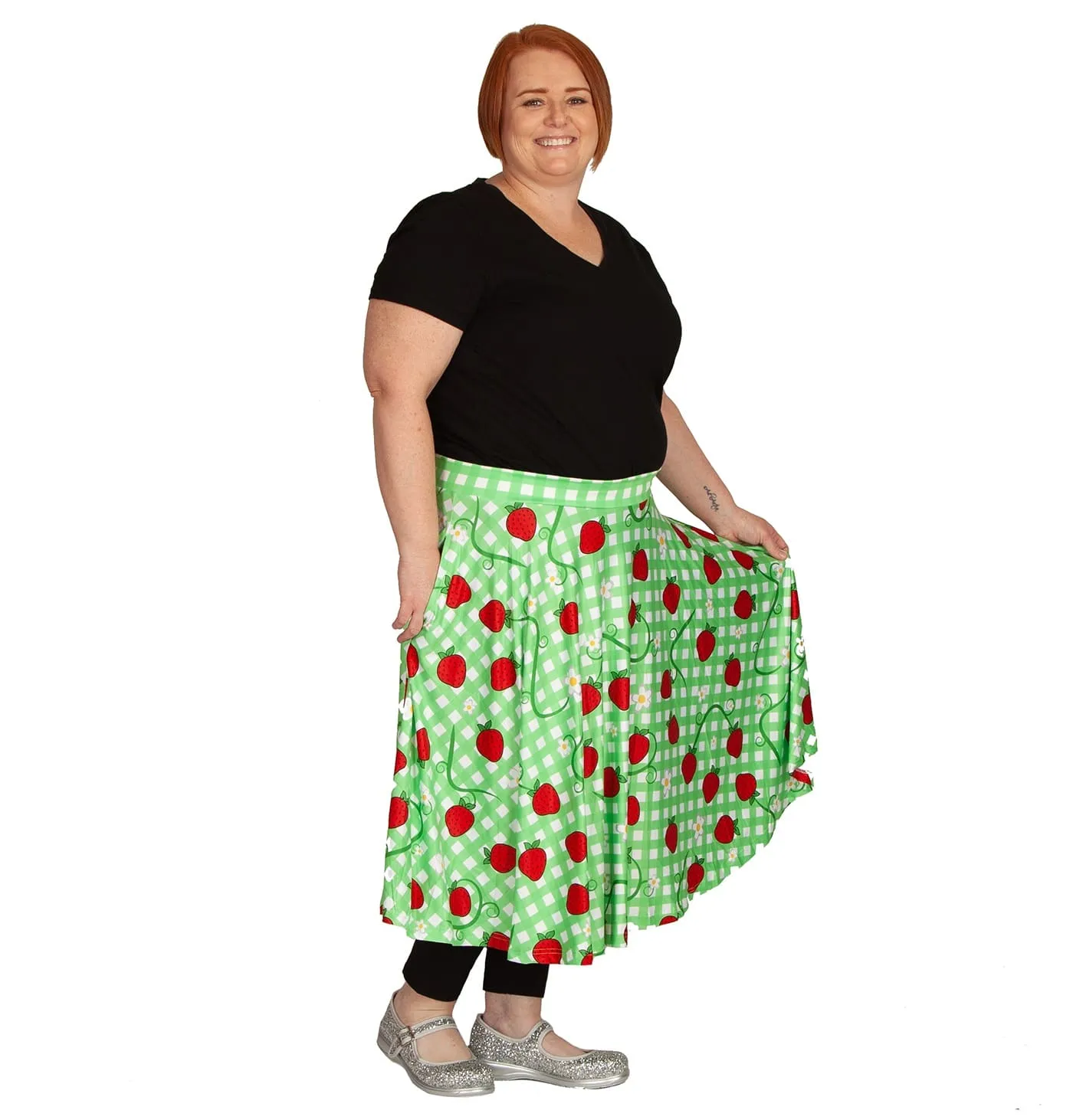 Berry Picnic Swishy Skirt With Pockets