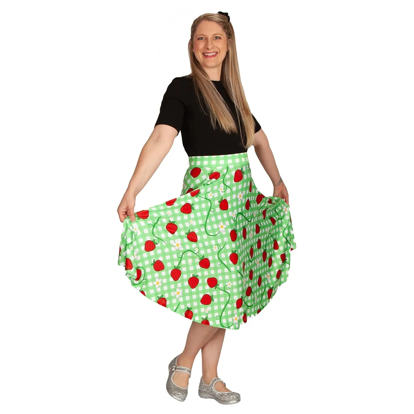 Berry Picnic Swishy Skirt With Pockets