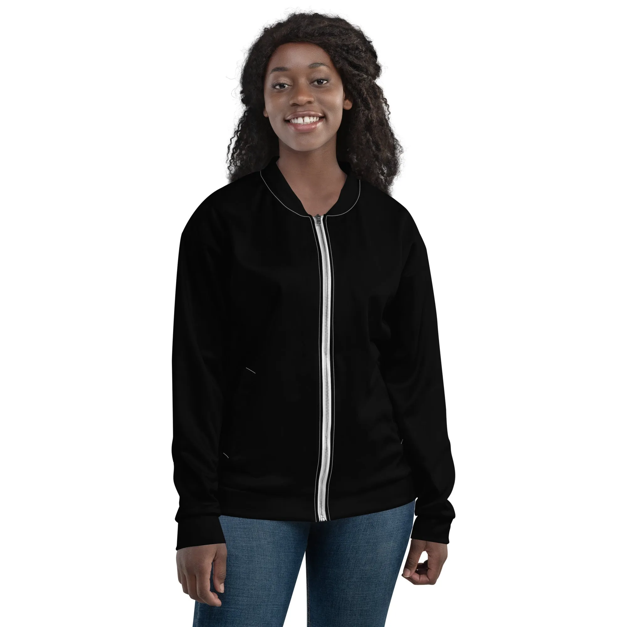 Black Bomber Jacket (Glamourange Bomber Jackets Outfit With Design Colour)