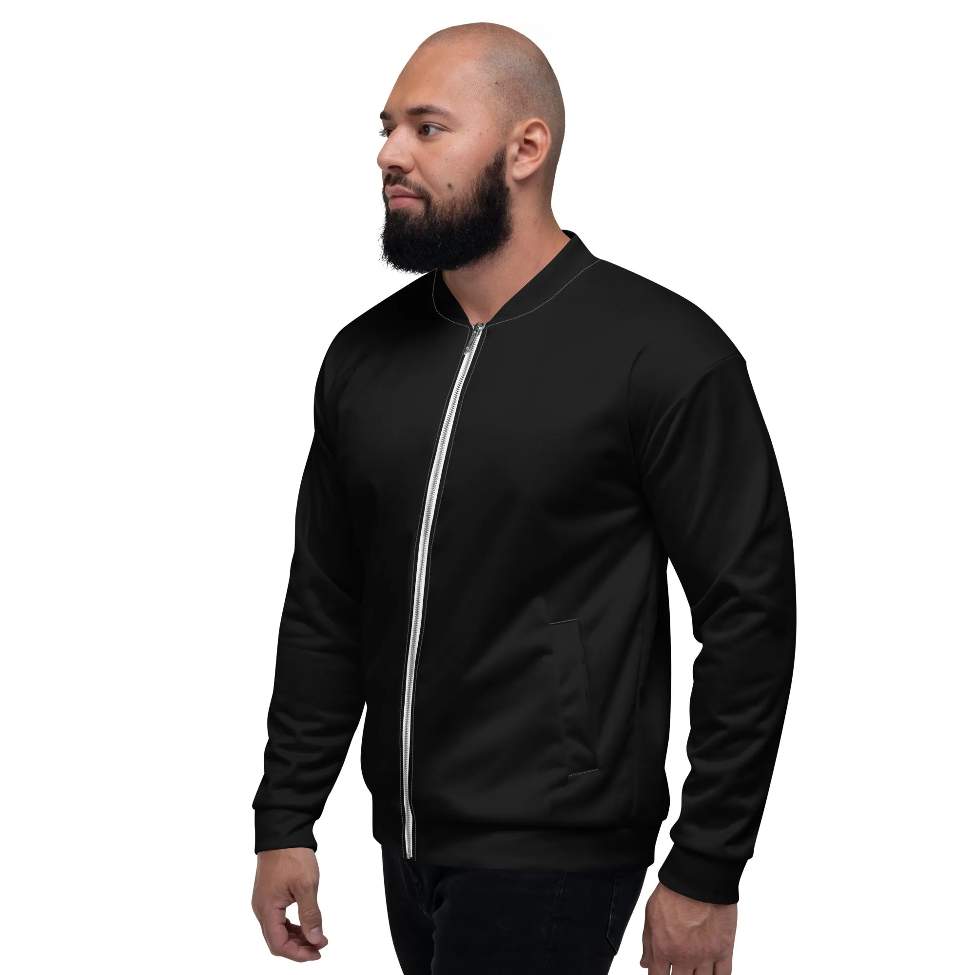 Black Bomber Jacket (Glamourange Bomber Jackets Outfit With Design Colour)