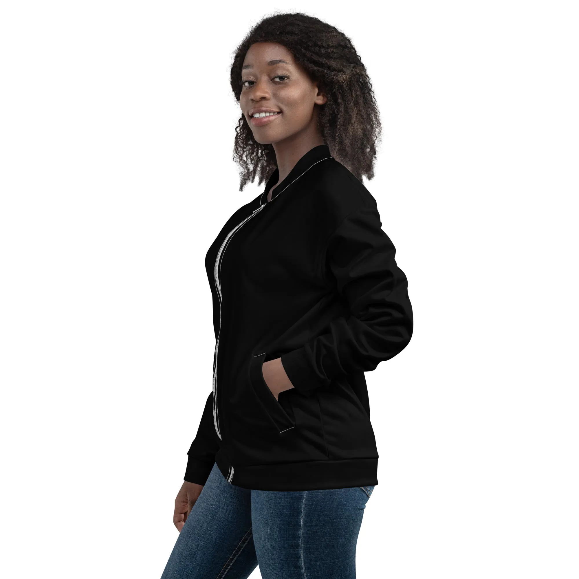 Black Bomber Jacket (Glamourange Bomber Jackets Outfit With Design Colour)