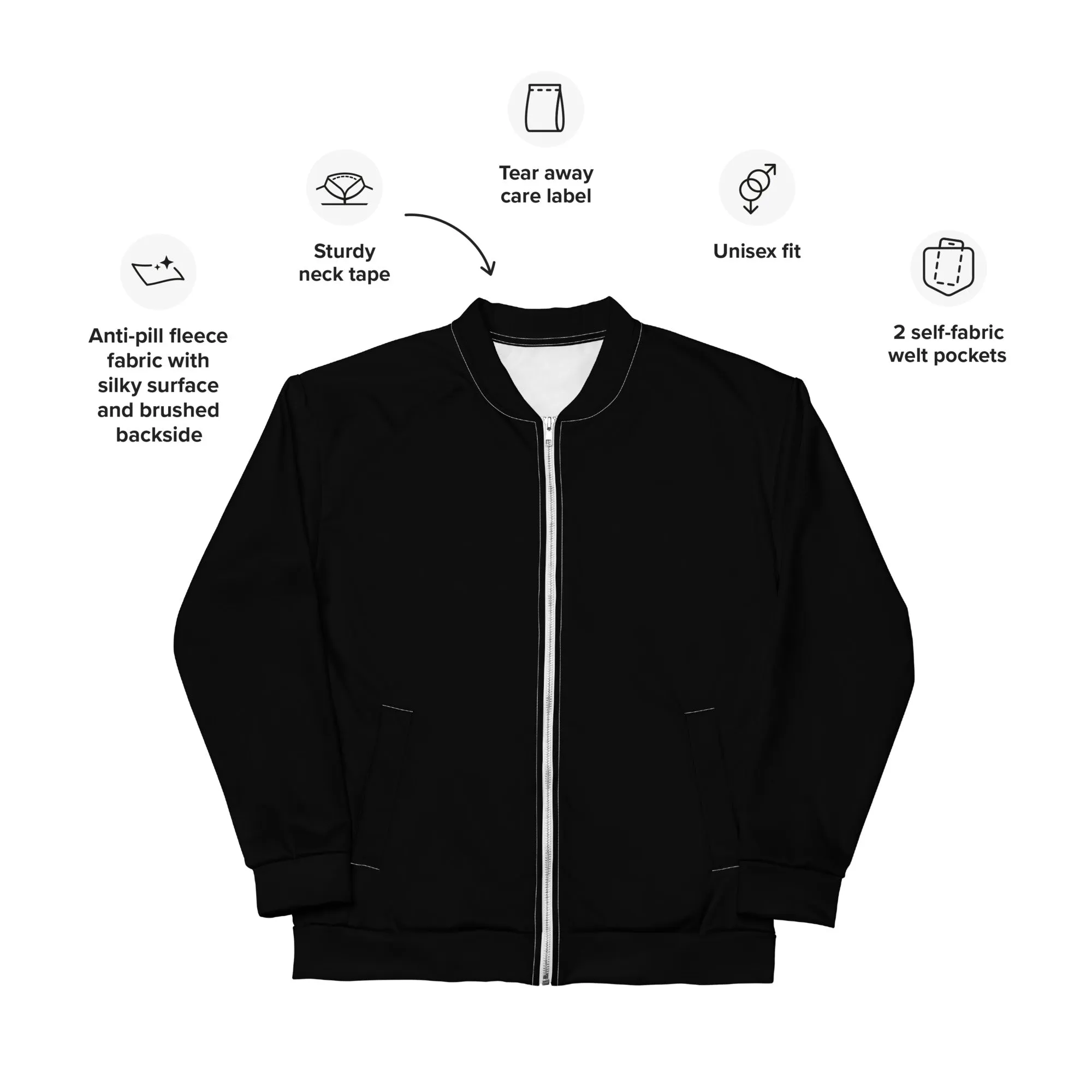 Black Bomber Jacket (Glamourange Bomber Jackets Outfit With Design Colour)