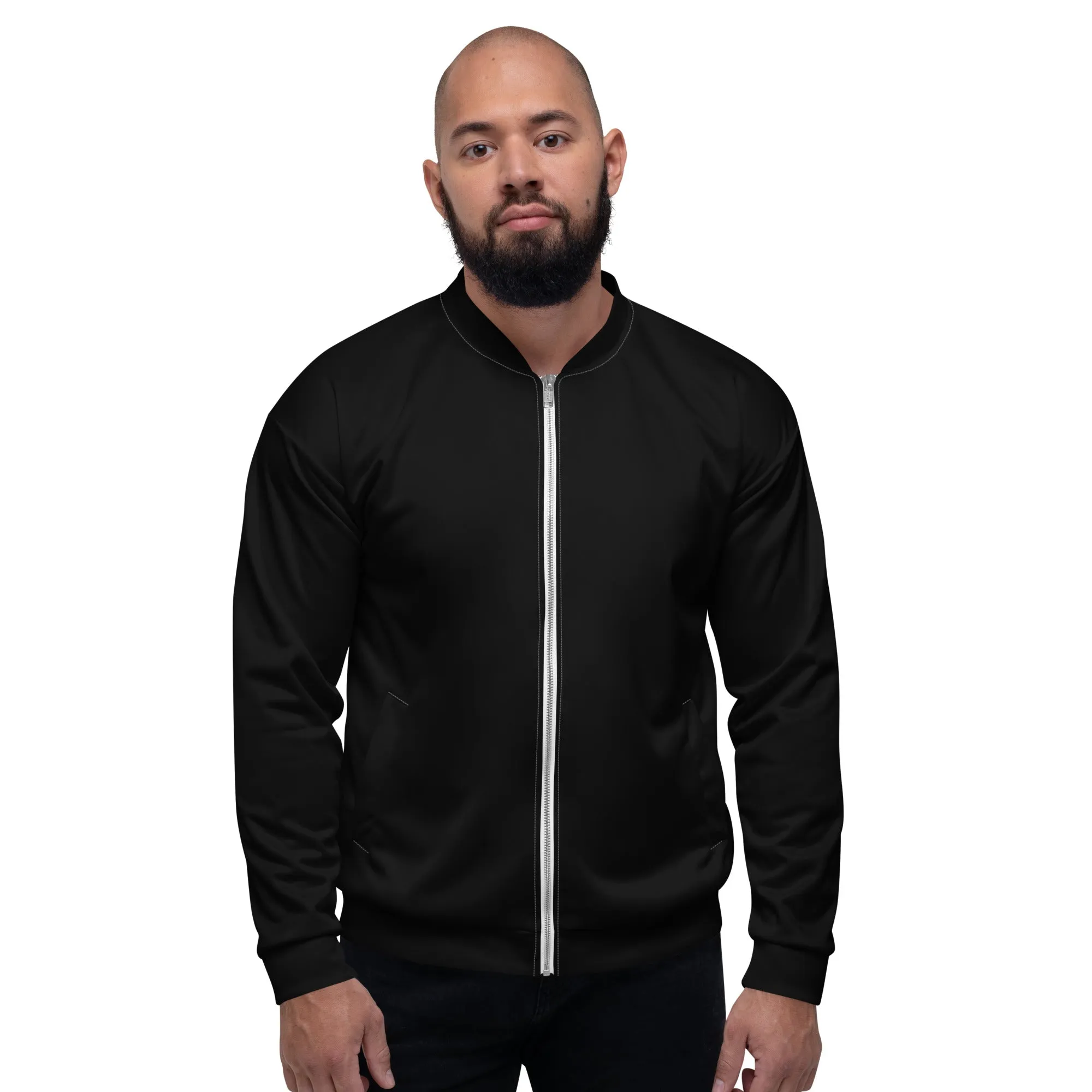 Black Bomber Jacket (Glamourange Bomber Jackets Outfit With Design Colour)