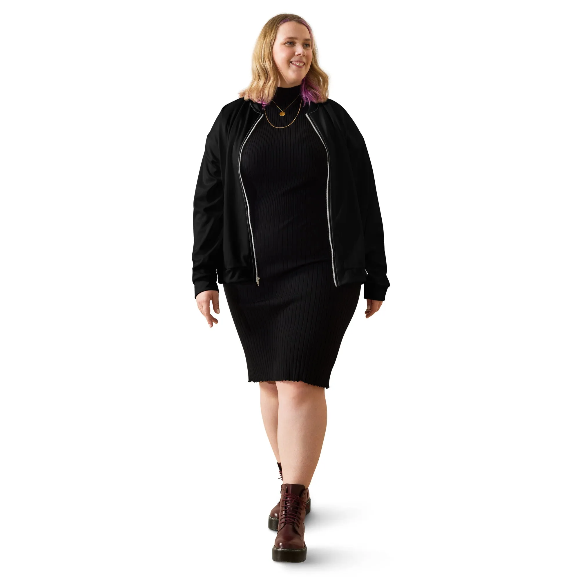 Black Bomber Jacket (Glamourange Bomber Jackets Outfit With Design Colour)