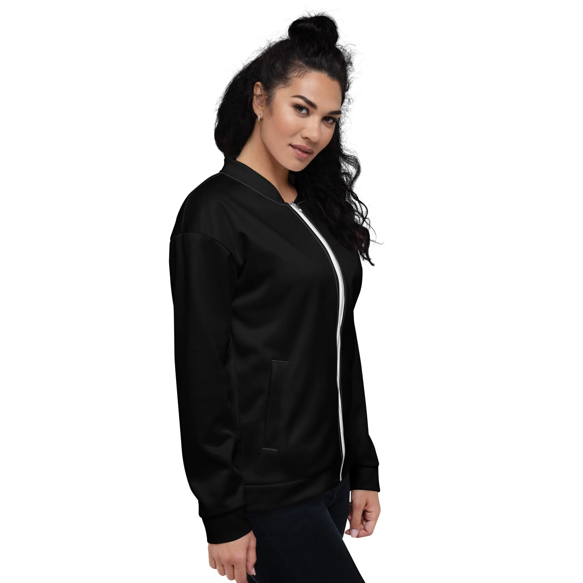 Black Bomber Jacket (Glamourange Bomber Jackets Outfit With Design Colour)