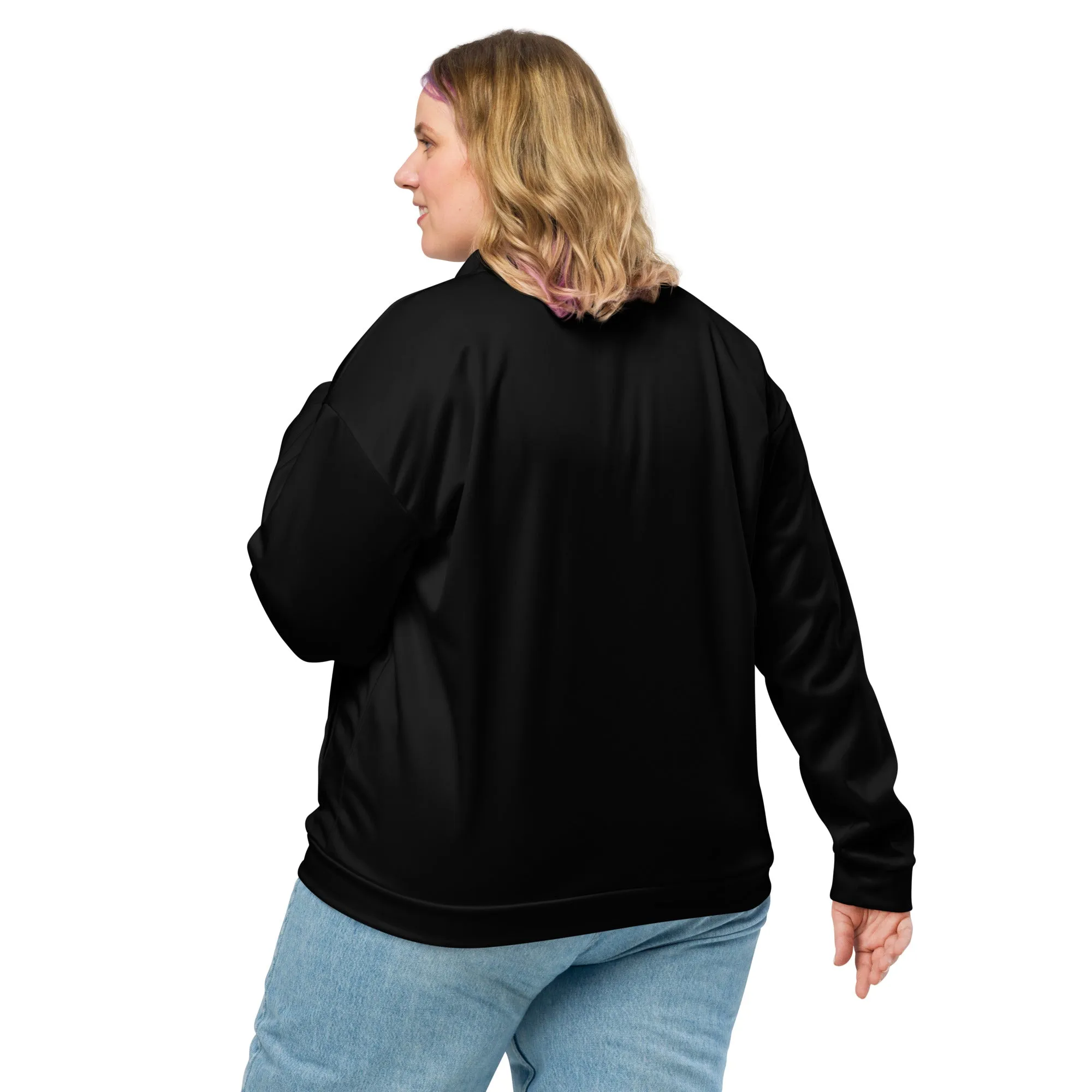 Black Bomber Jacket (Glamourange Bomber Jackets Outfit With Design Colour)