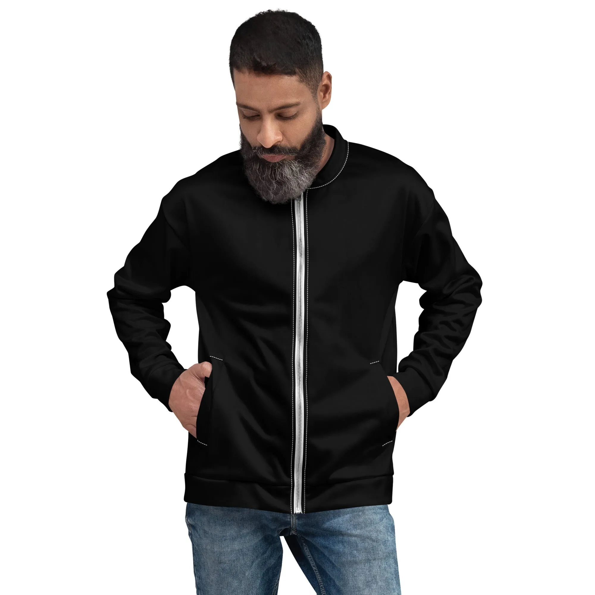 Black Bomber Jacket (Glamourange Bomber Jackets Outfit With Design Colour)