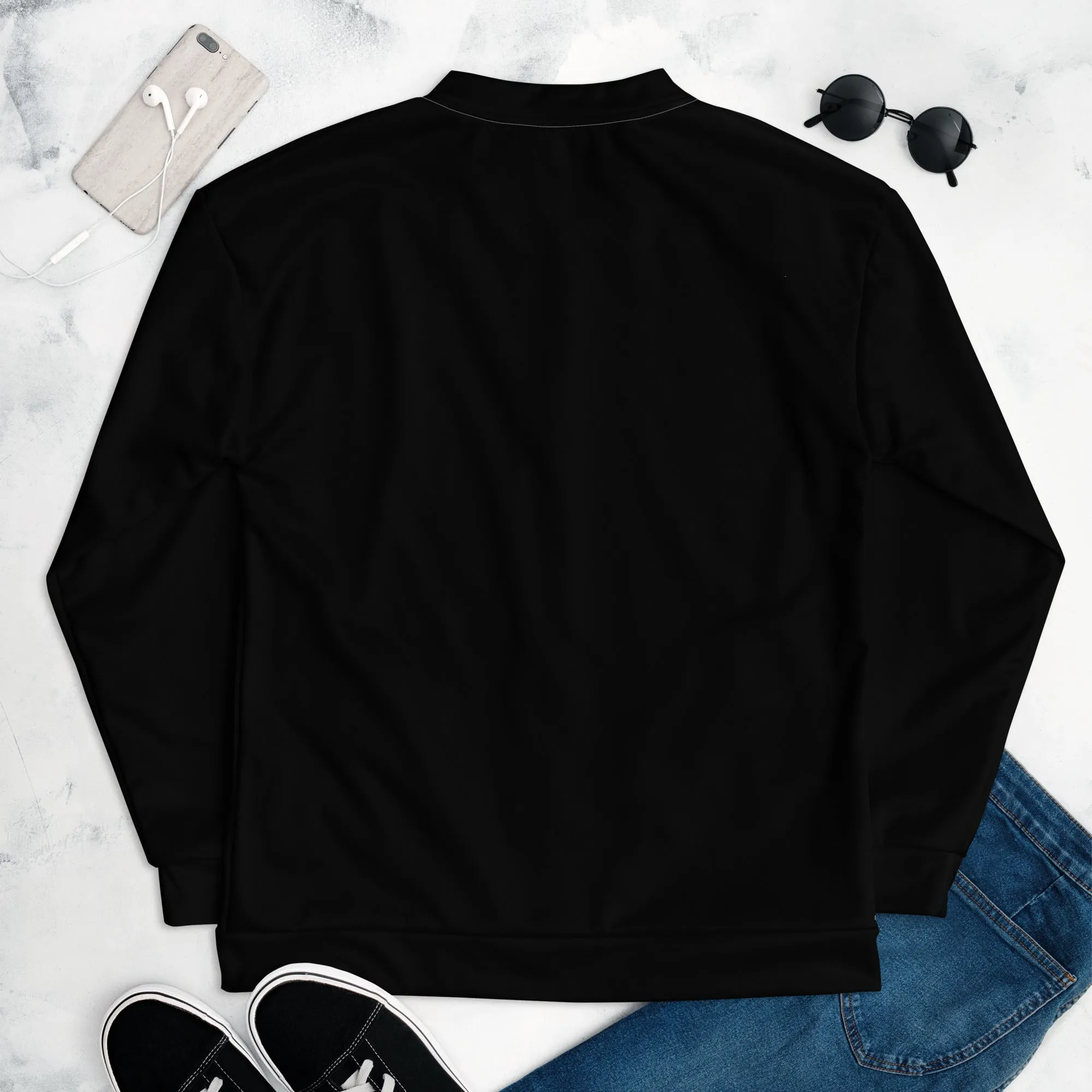 Black Bomber Jacket (Glamourange Bomber Jackets Outfit With Design Colour)