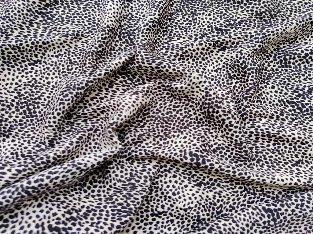 Black Off White Animal Printed Poly Crepe Fabric