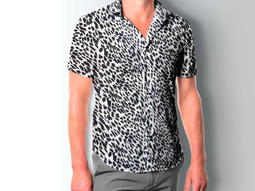 Black Off White Animal Printed Poly Crepe Fabric