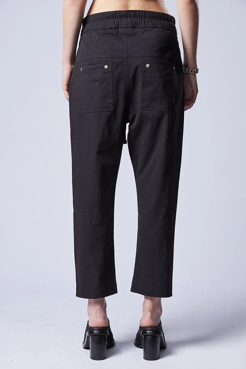 BLACK RELAXED FIT CROPPED PANTS