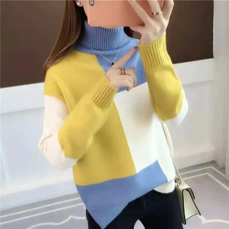 Block Print Design Women Turtleneck Sweaters - Ailime Designs