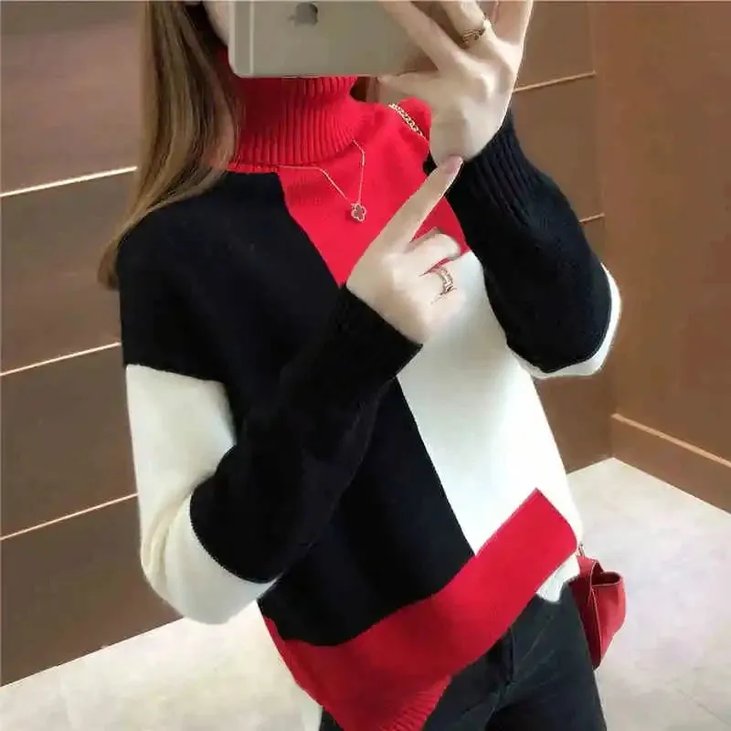 Block Print Design Women Turtleneck Sweaters - Ailime Designs