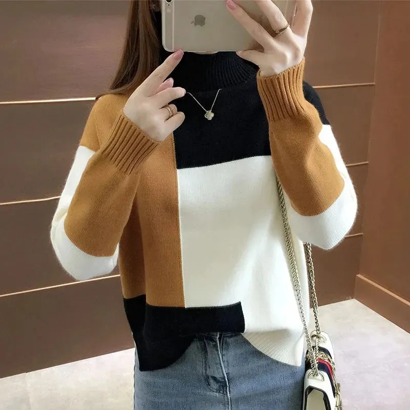 Block Print Design Women Turtleneck Sweaters - Ailime Designs