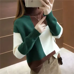 Block Print Design Women Turtleneck Sweaters - Ailime Designs