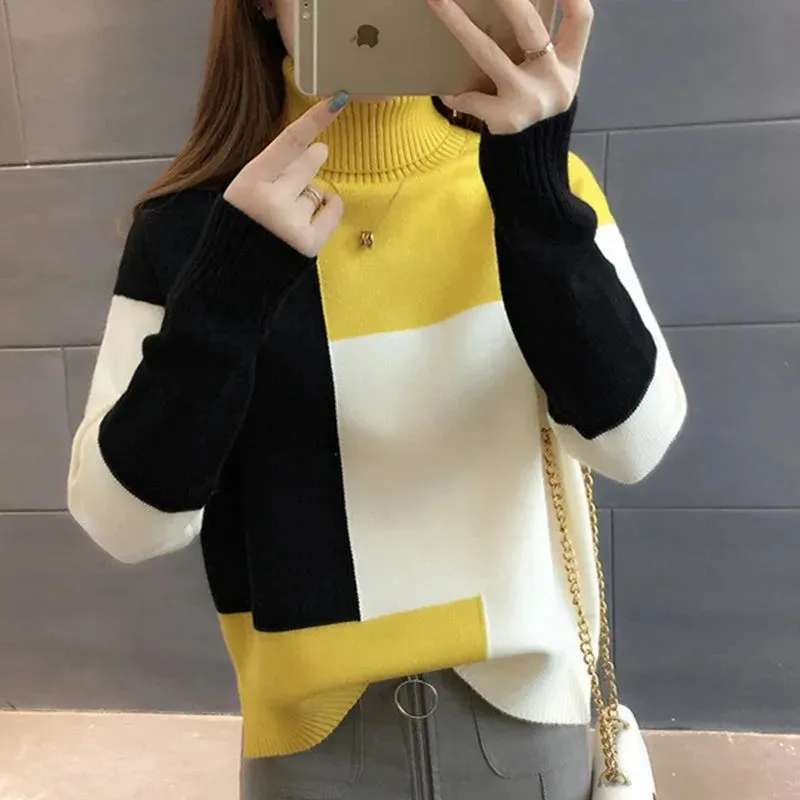 Block Print Design Women Turtleneck Sweaters - Ailime Designs