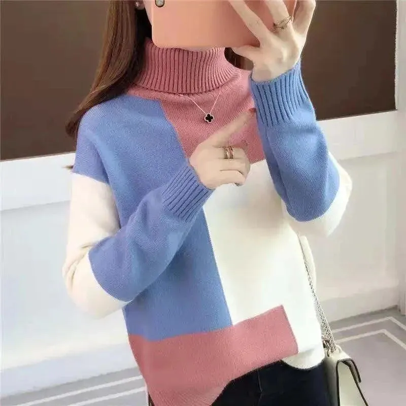 Block Print Design Women Turtleneck Sweaters - Ailime Designs