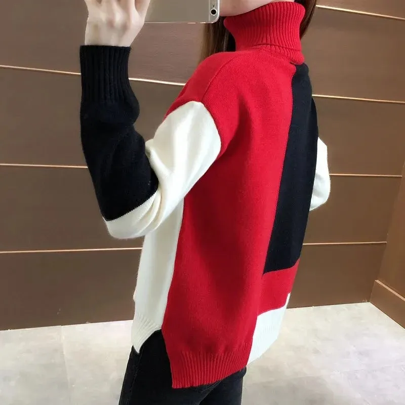 Block Print Design Women Turtleneck Sweaters - Ailime Designs