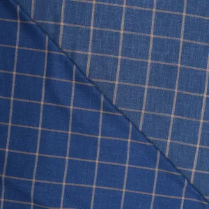 Blue and Ivory Windowpane Dynamic Luxury Blend Ariston Fabric