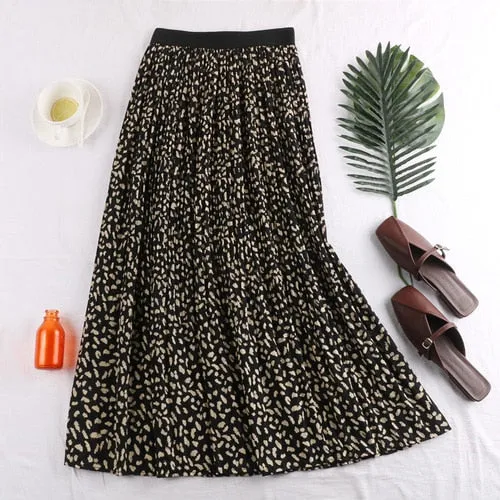 Bohemian Geometric Pleated Skirts