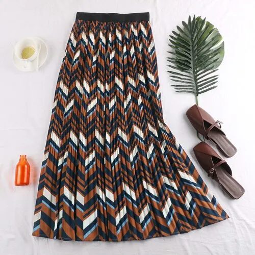 Bohemian Geometric Pleated Skirts