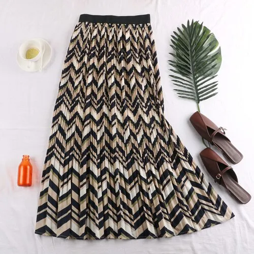 Bohemian Geometric Pleated Skirts