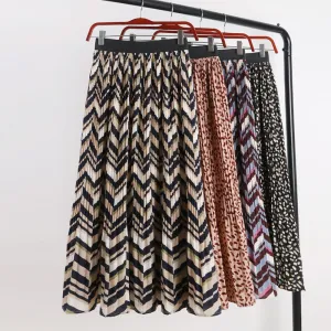 Bohemian Geometric Pleated Skirts