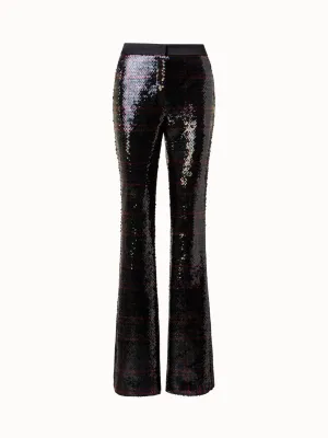 Bootcut Sequins Pants with Check Print