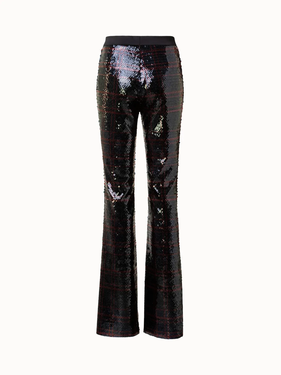 Bootcut Sequins Pants with Check Print