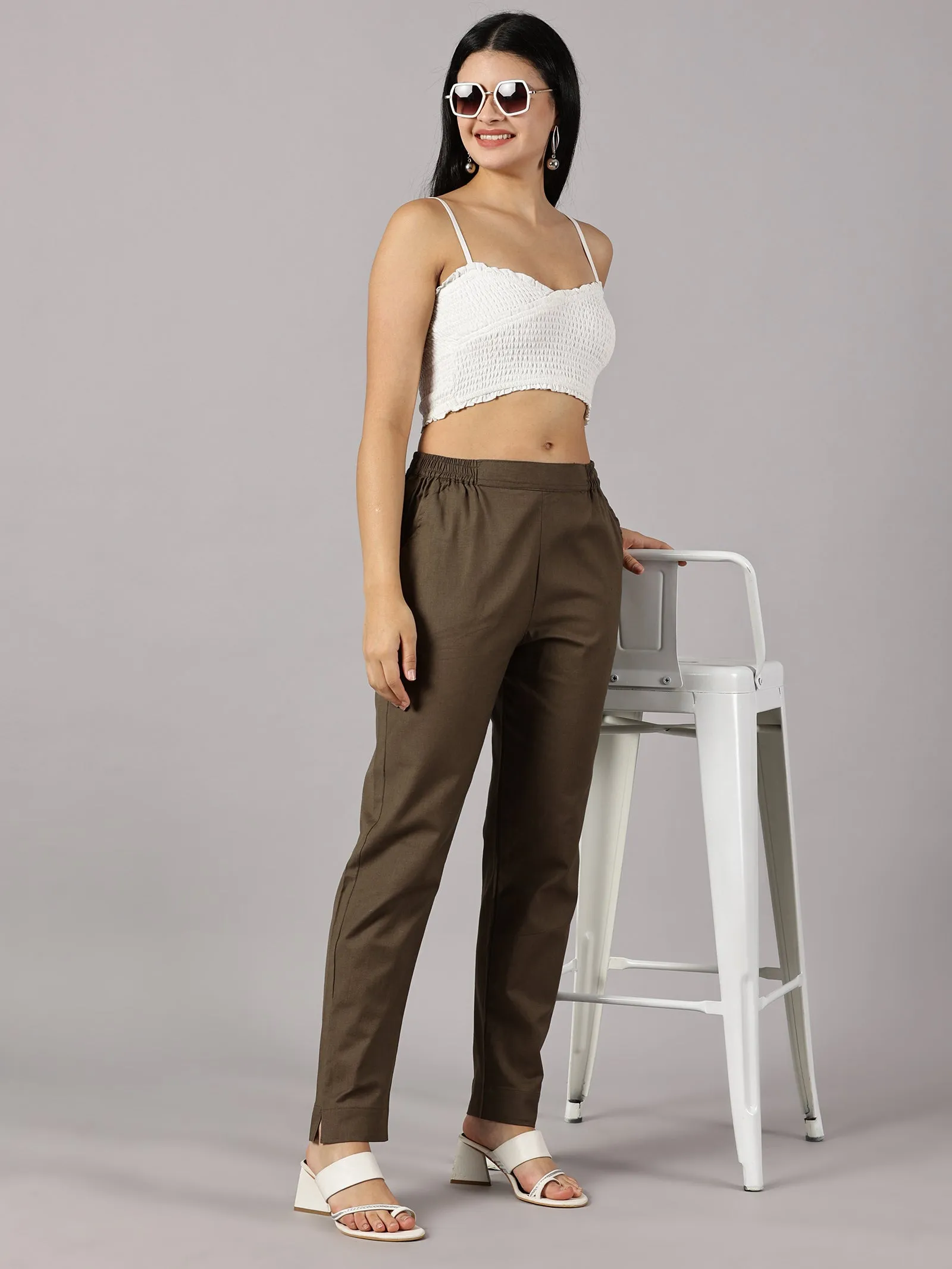 Brown Comfy Cotton Pants