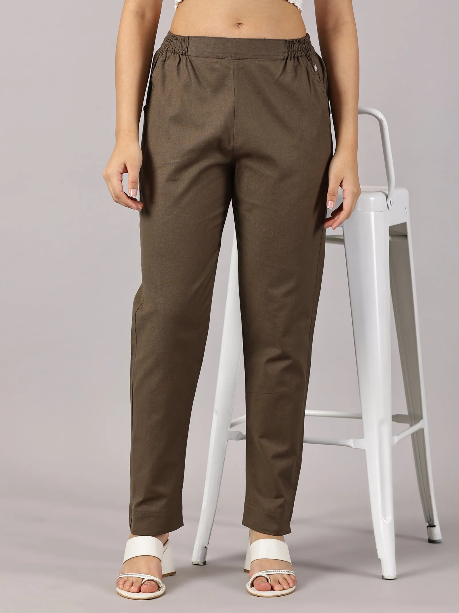 Brown Comfy Cotton Pants