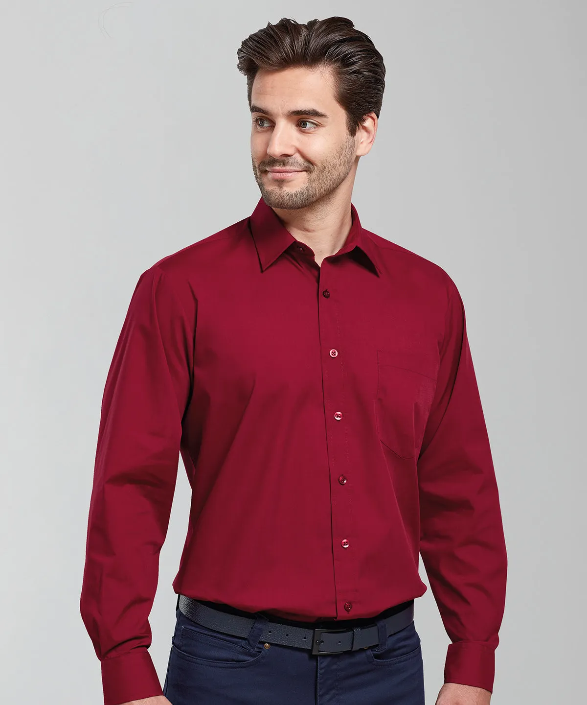 Brown - Long sleeve poplin shirt