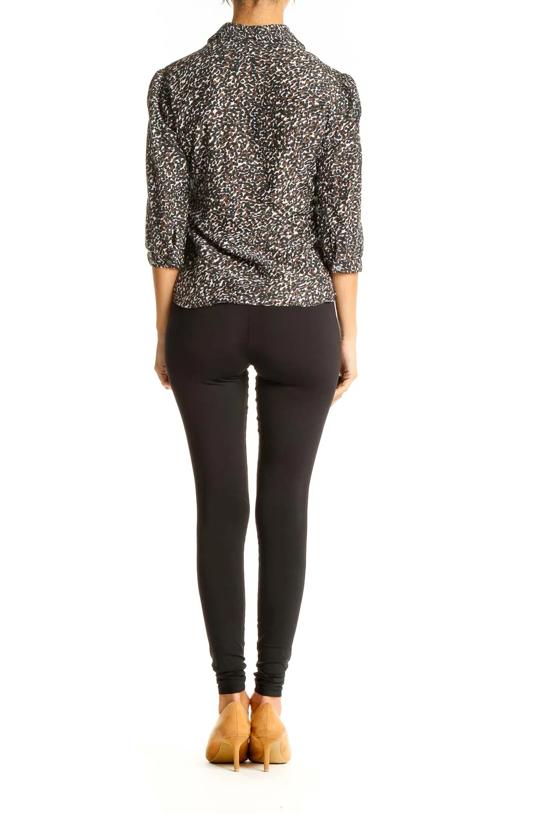 Brown Printed Formal Top