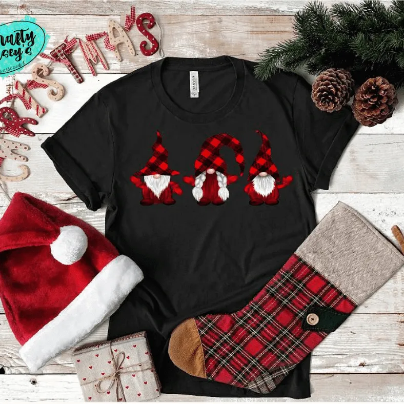 Buffalo Plaid Christmas Gnome T-shirt