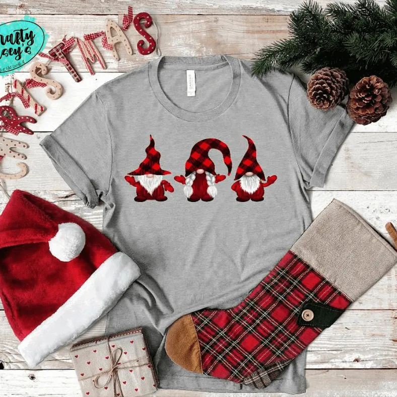 Buffalo Plaid Christmas Gnome T-shirt