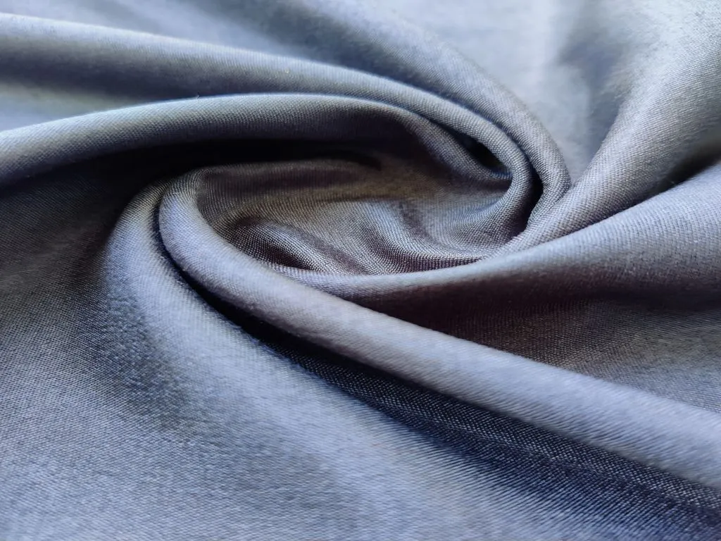 Charcoal Gray Plain Rose Silk Fabric
