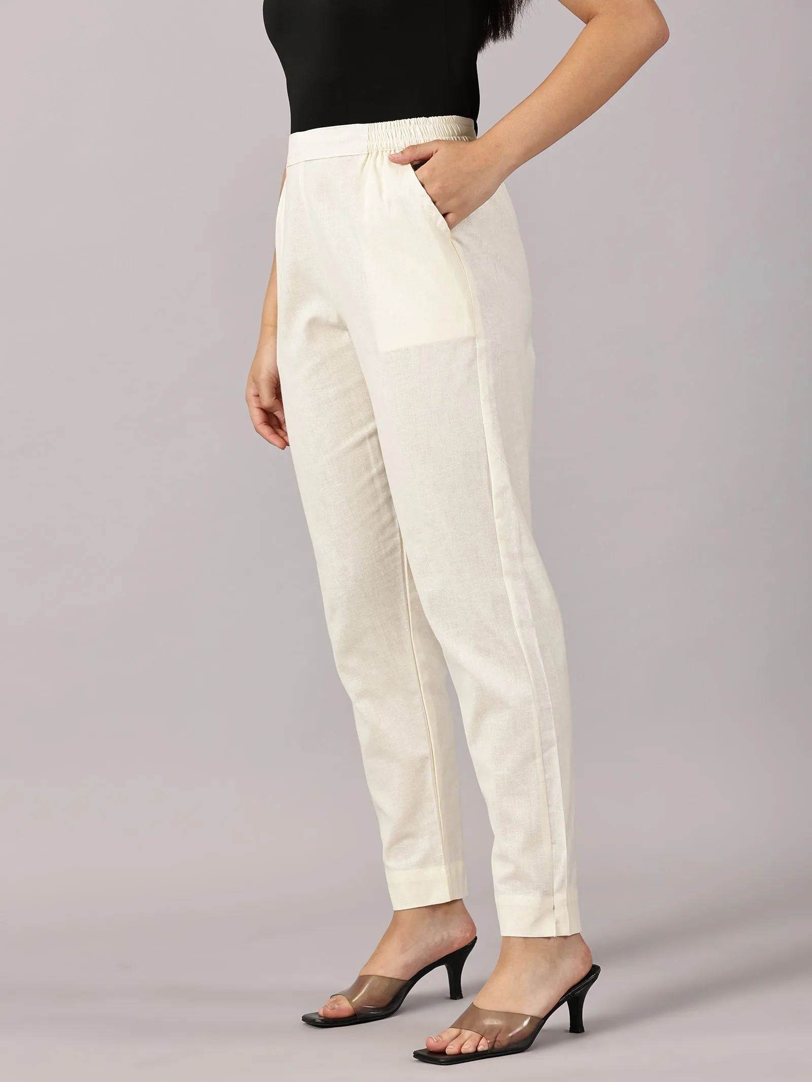 Cream Comfy Cotton Pants