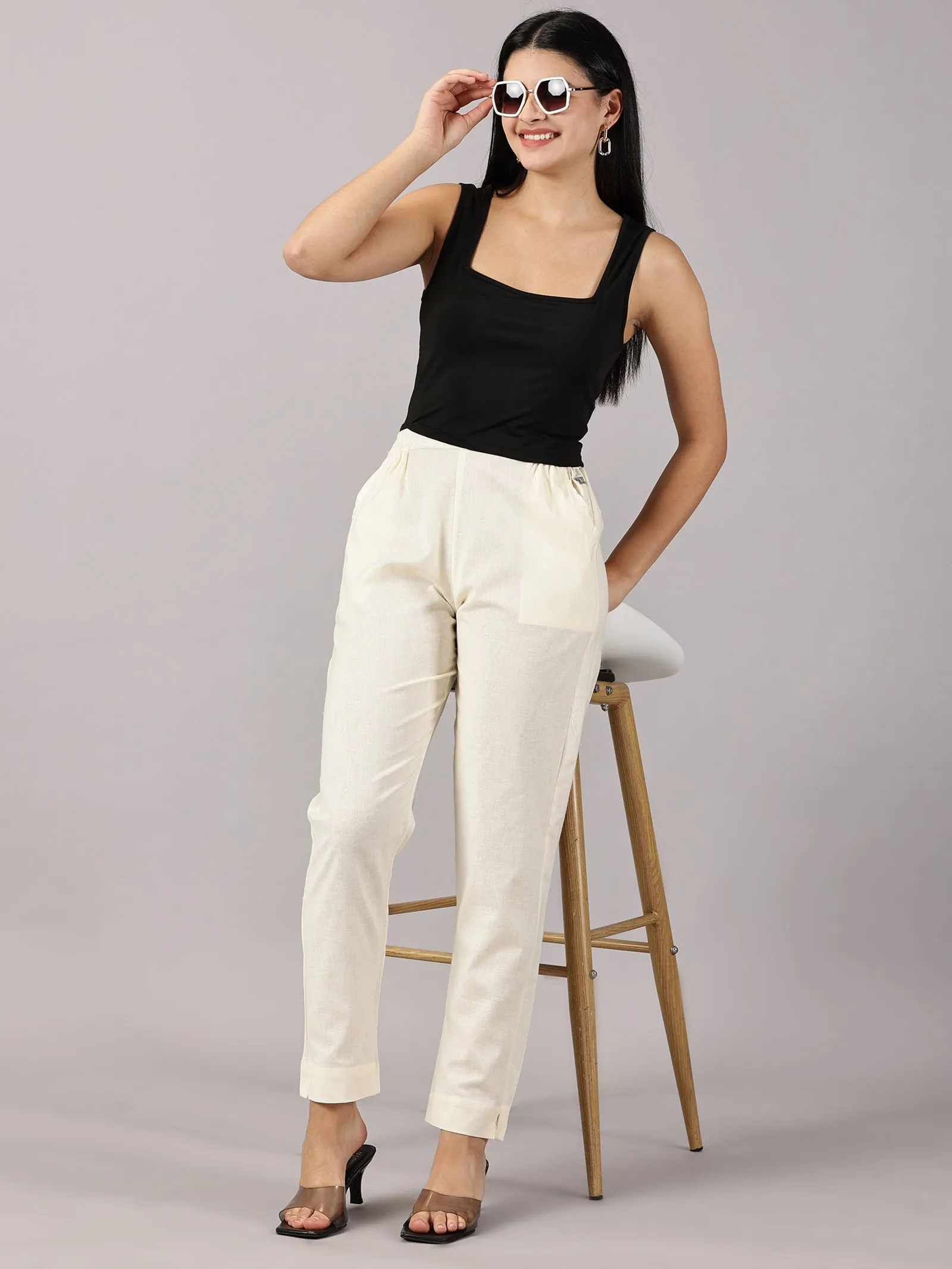 Cream Comfy Cotton Pants