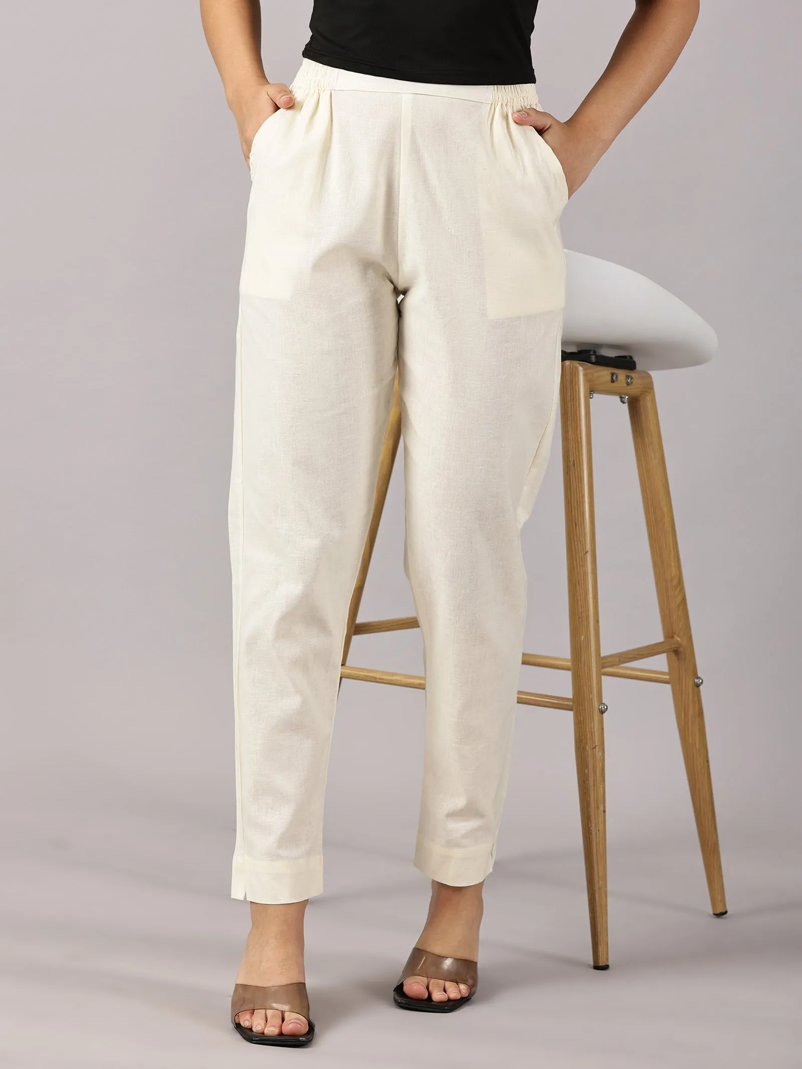 Cream Comfy Cotton Pants