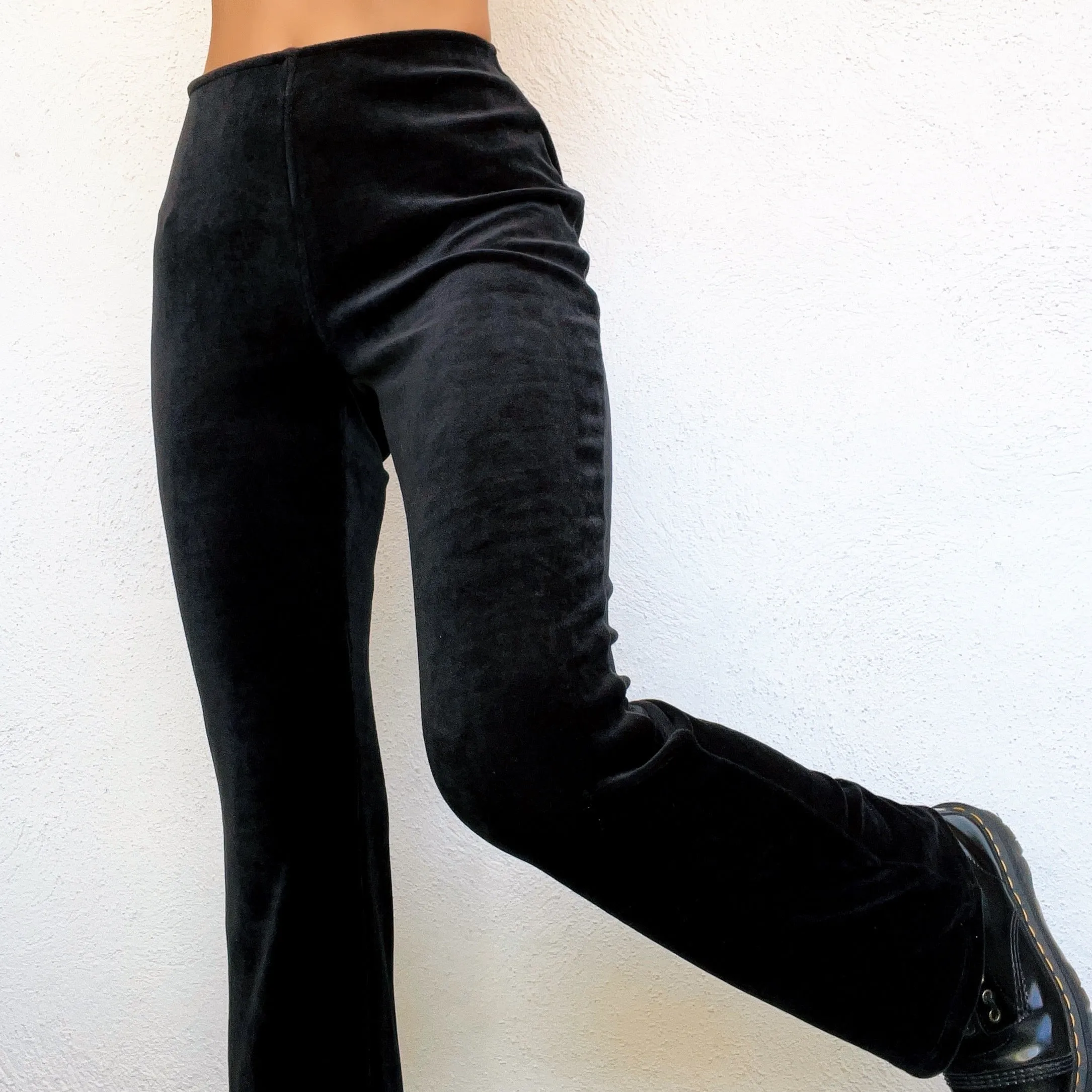 Early 2000s Stretchy Black Velvet Pants