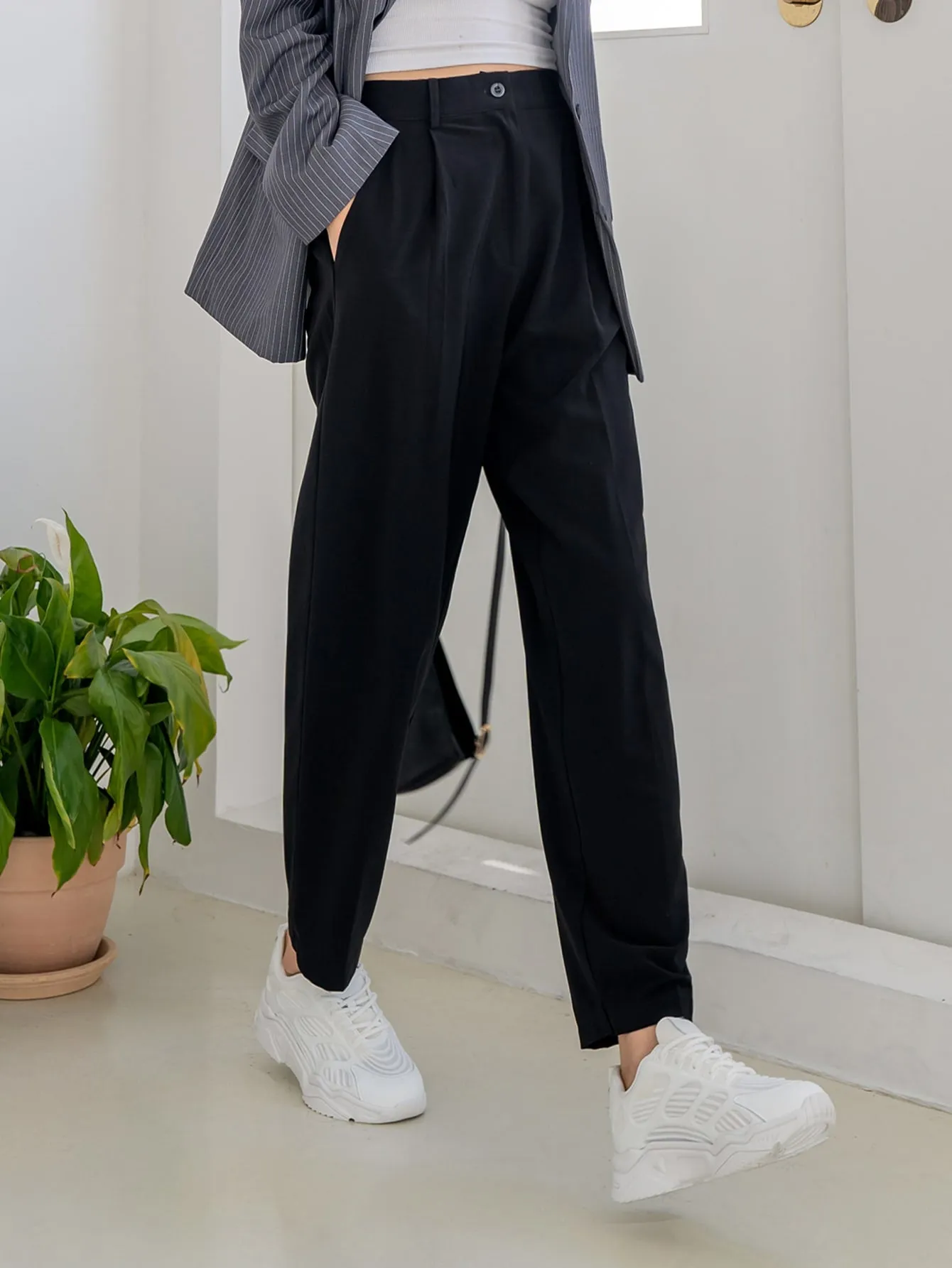 Elegant Plain Natural Cropped Women Pants