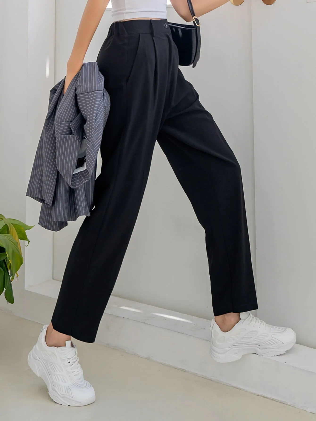 Elegant Plain Natural Cropped Women Pants
