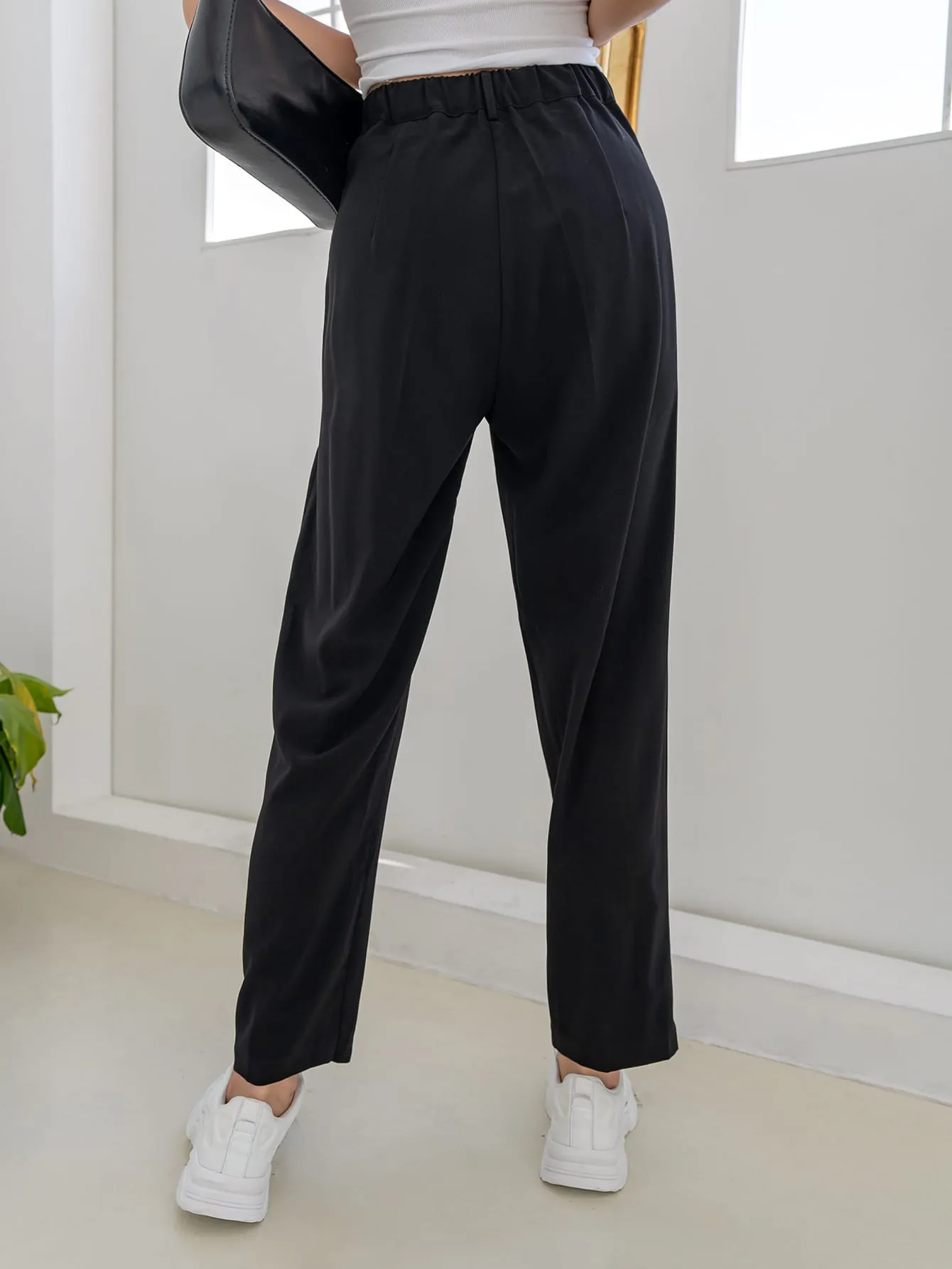 Elegant Plain Natural Cropped Women Pants