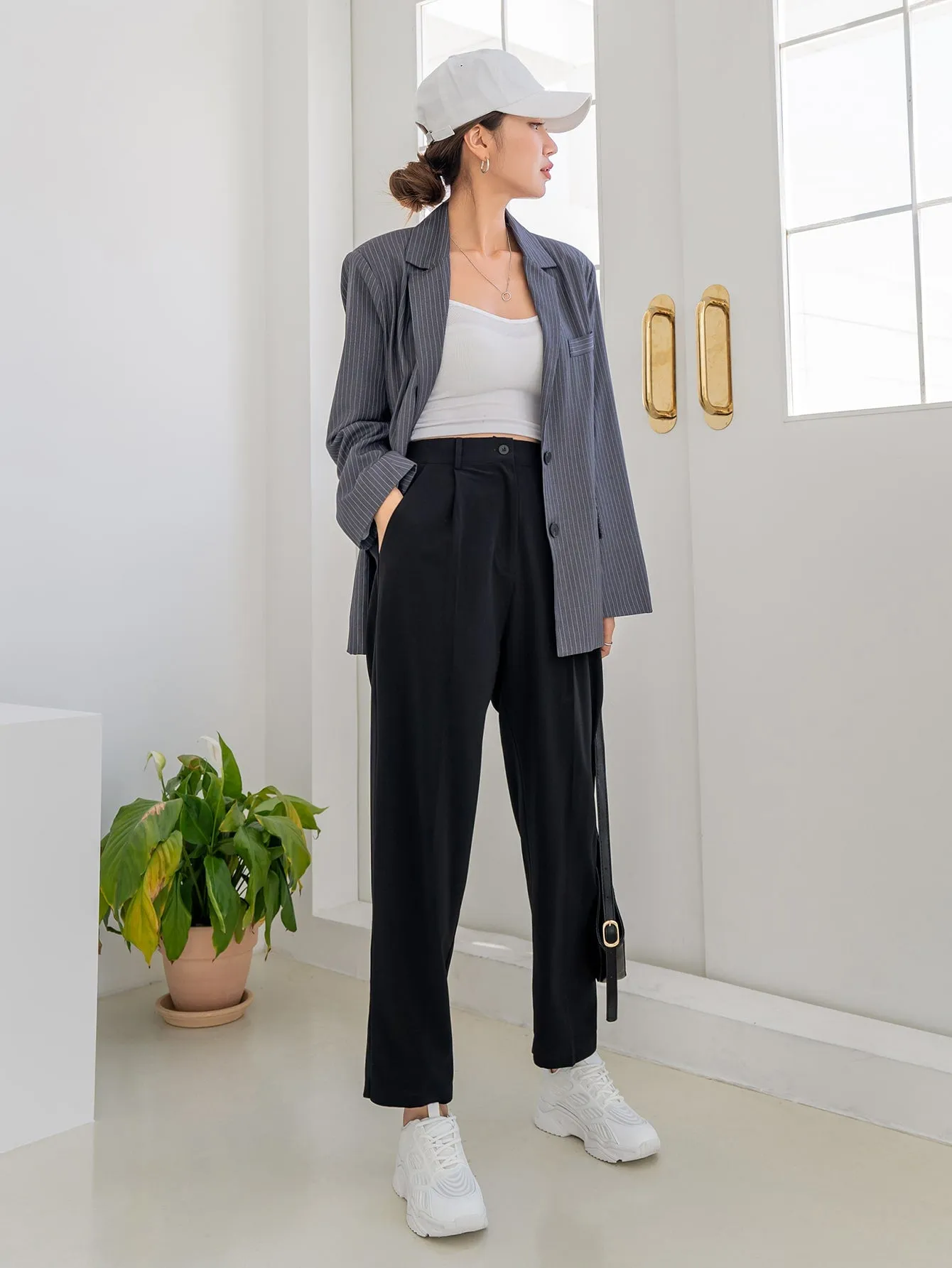 Elegant Plain Natural Cropped Women Pants